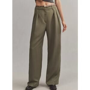 MARE MARE x Anthropologie Green Belted Wide-Leg Trousers Size Small